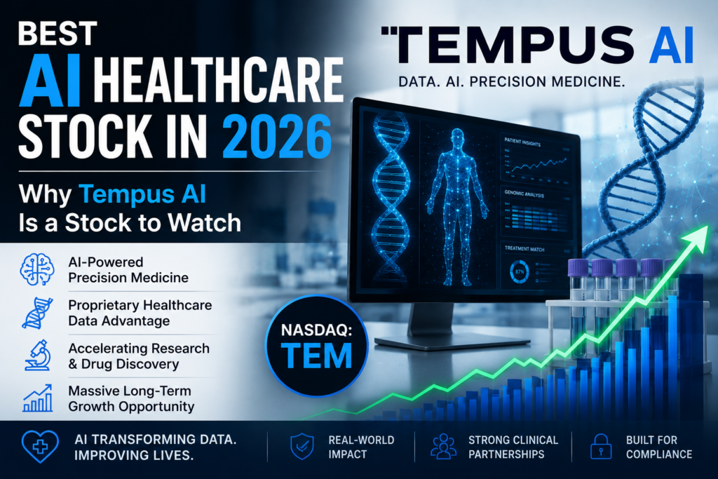 Tempus AI healthcare stock featured image showing artificial intelligence medical technology and stock growth concept